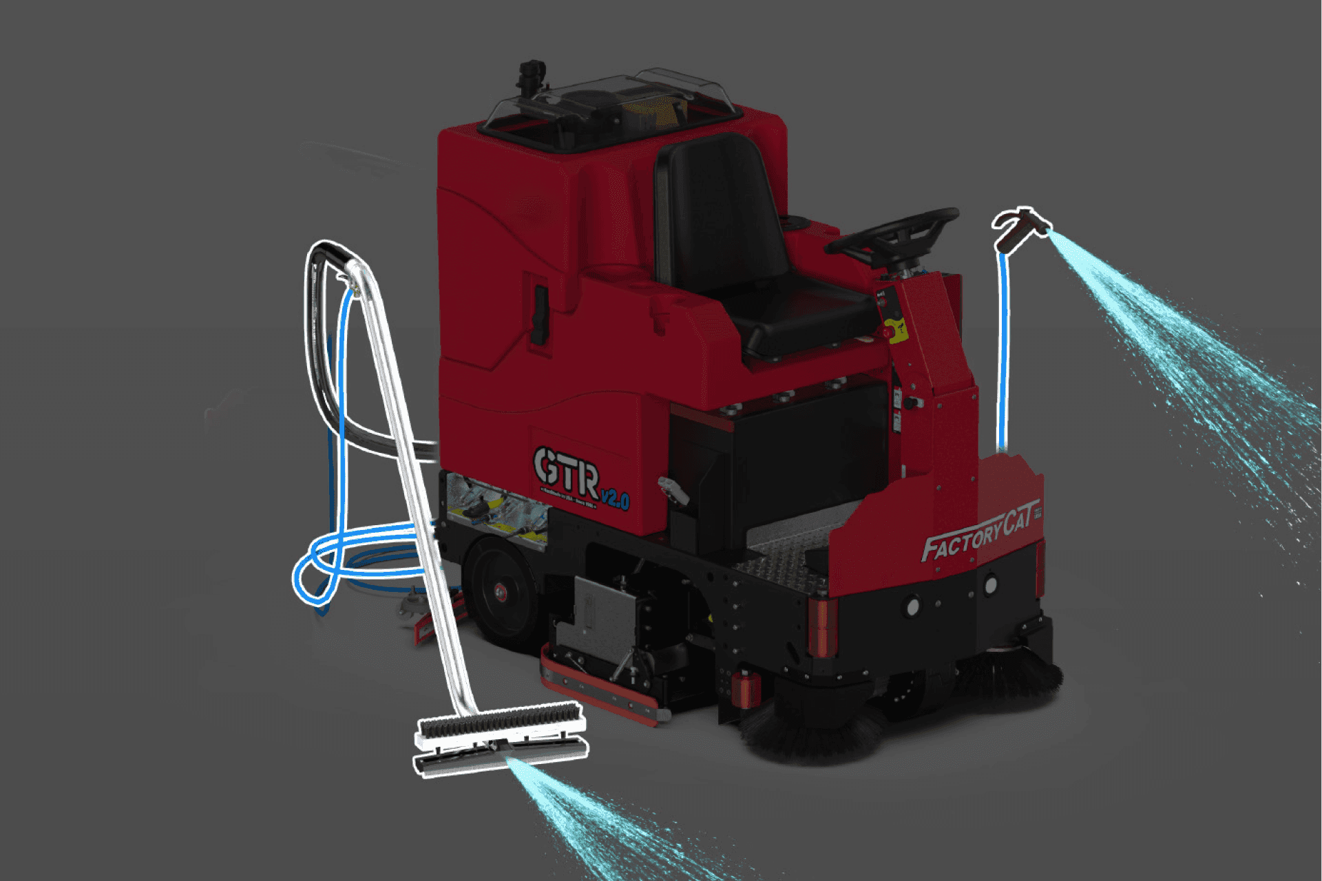 FactoryCat Floor Scrubber - Scrub And Vac Wand / Spray Jet