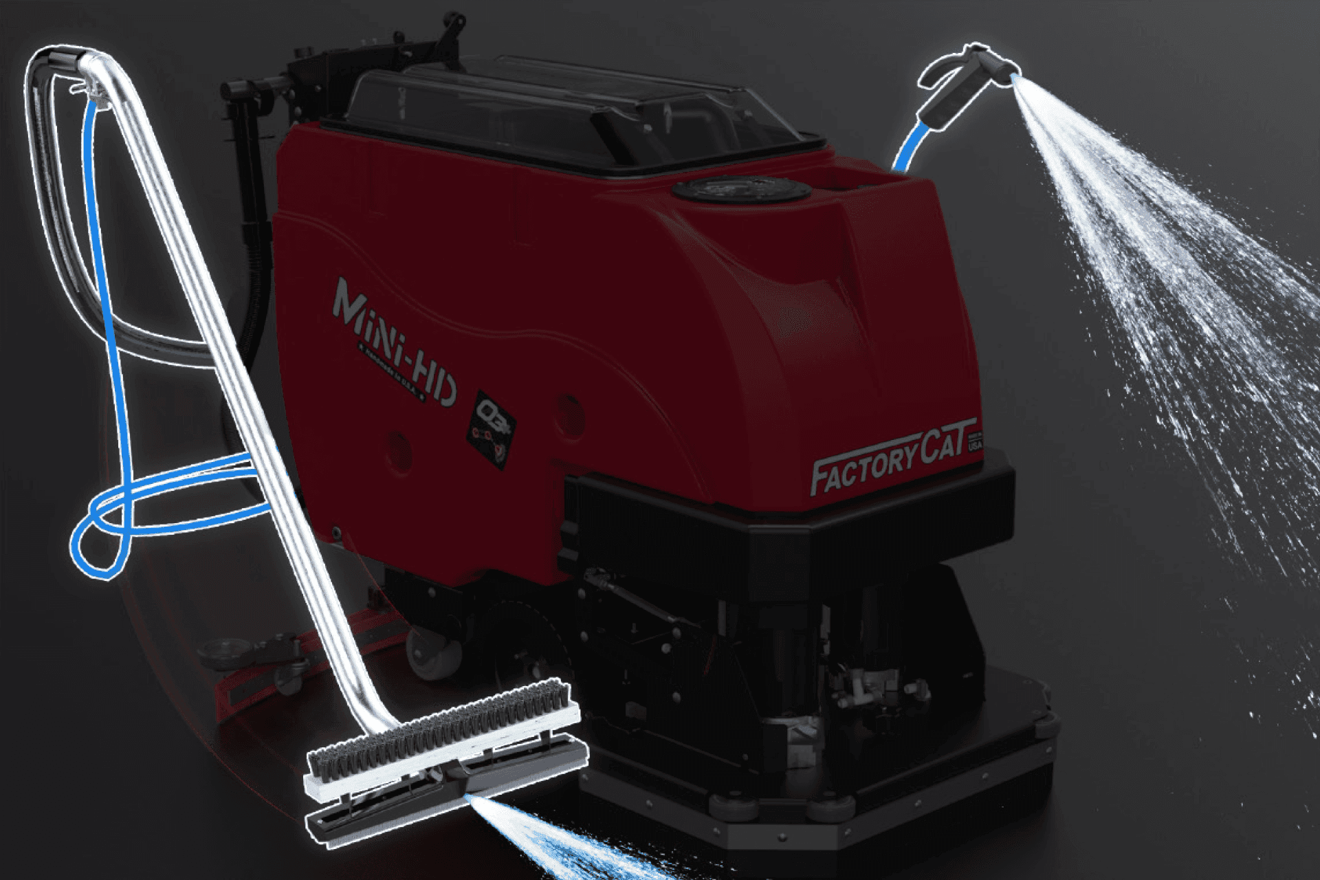 FactoryCat Floor Scrubber - Scrub And Vac Wand / Spray Jet